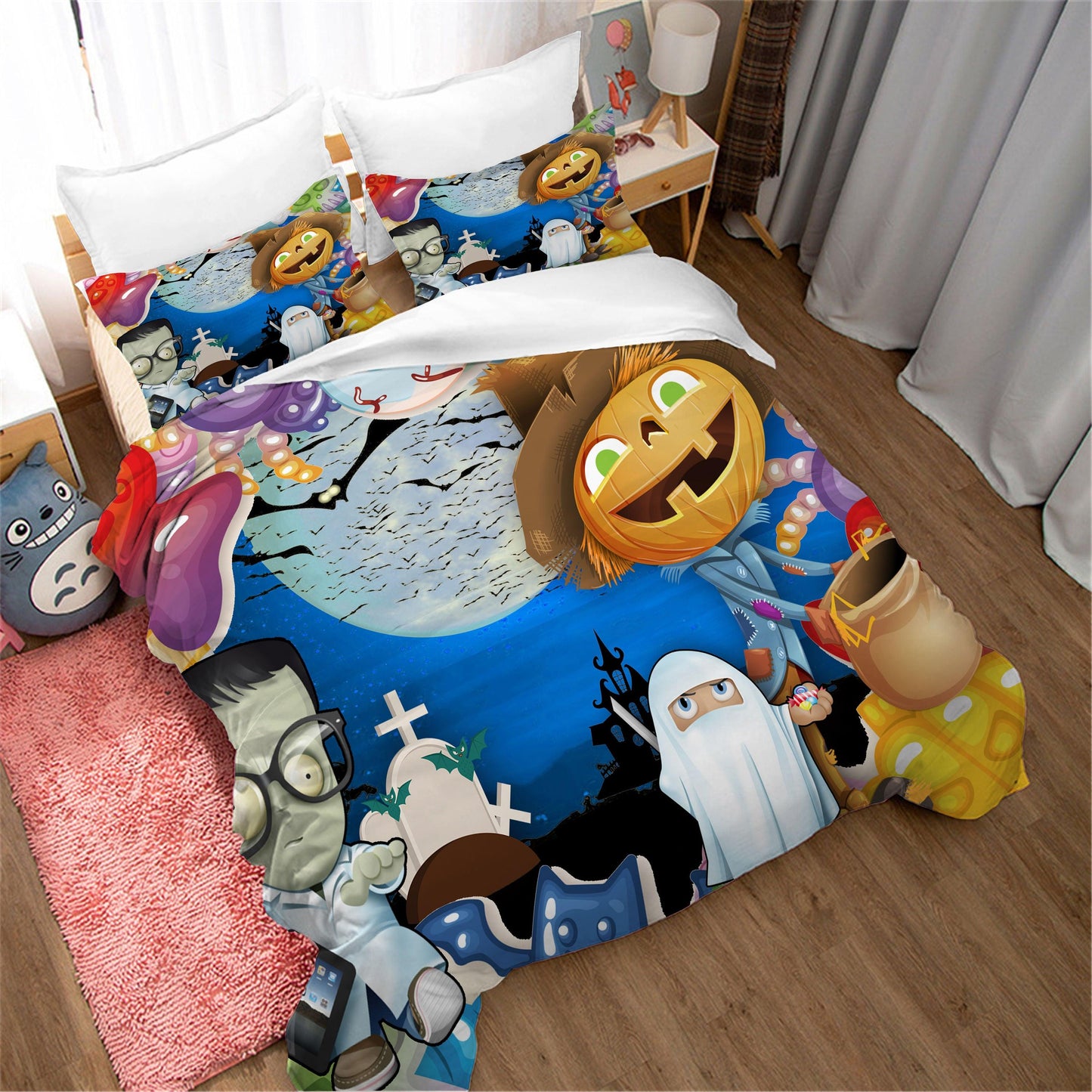 3D Cartoon Halloween Quilt Cover Set Bedding Set Duvet Cover Pillowcases WJ 1634