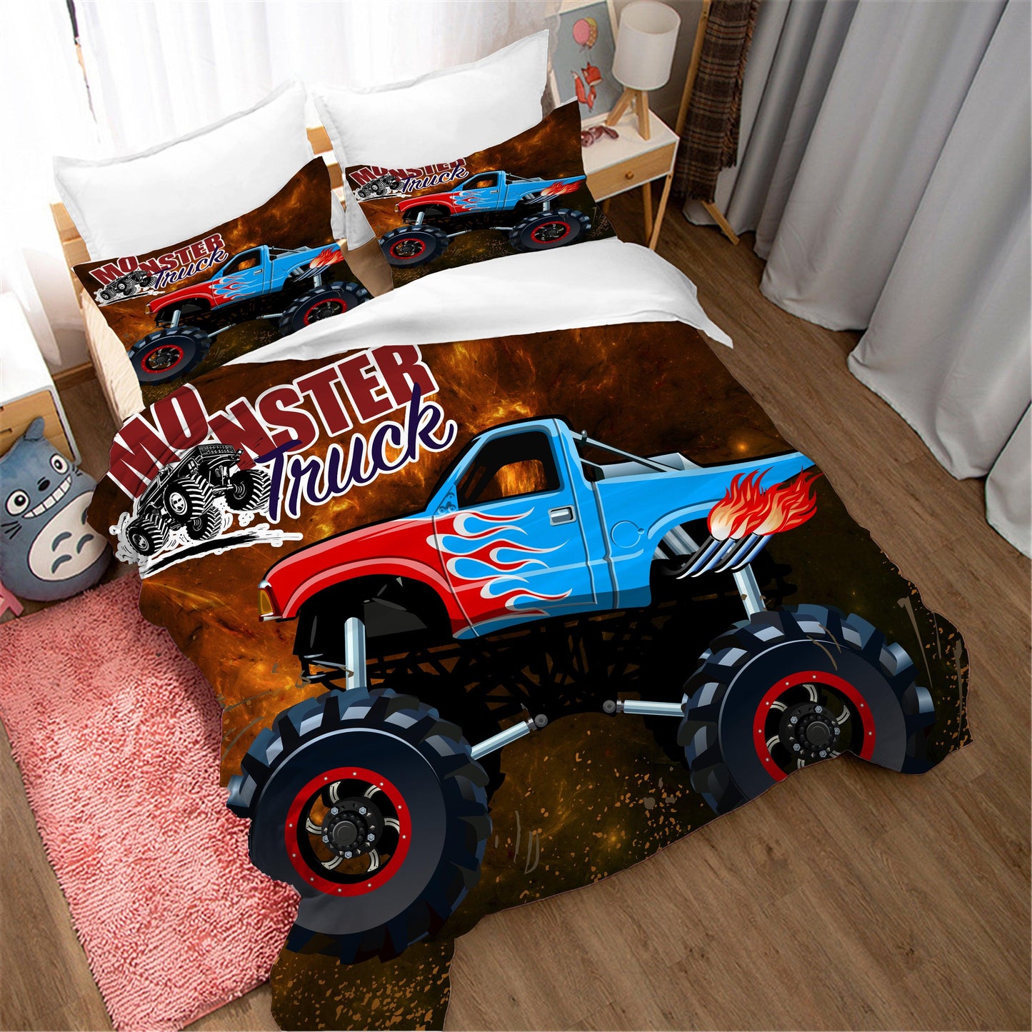 3D Cartoon Monster Truck Quilt Cover Set Bedding Set Duvet Cover Pillowcases WJ 1695