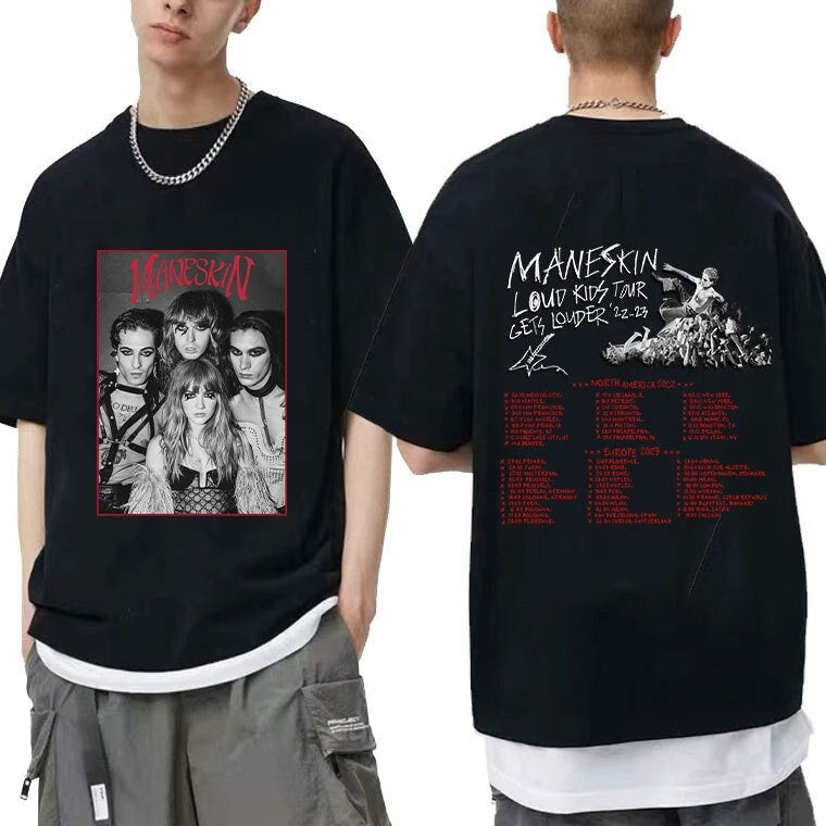 Maneskin Band Shirt, Italian Music Band Shirt, Rock n Roll Double Sided Shirt