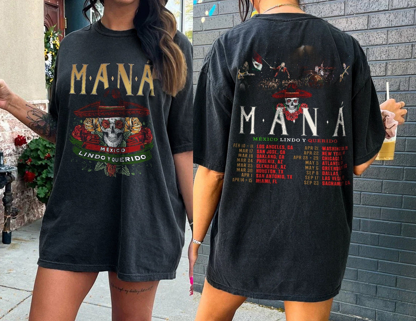 MANÃ: MÃ©xico Lindo y Querido Tour 2 Sides Shirt, MANÃ Tour Tshirt, MANÃ Concert