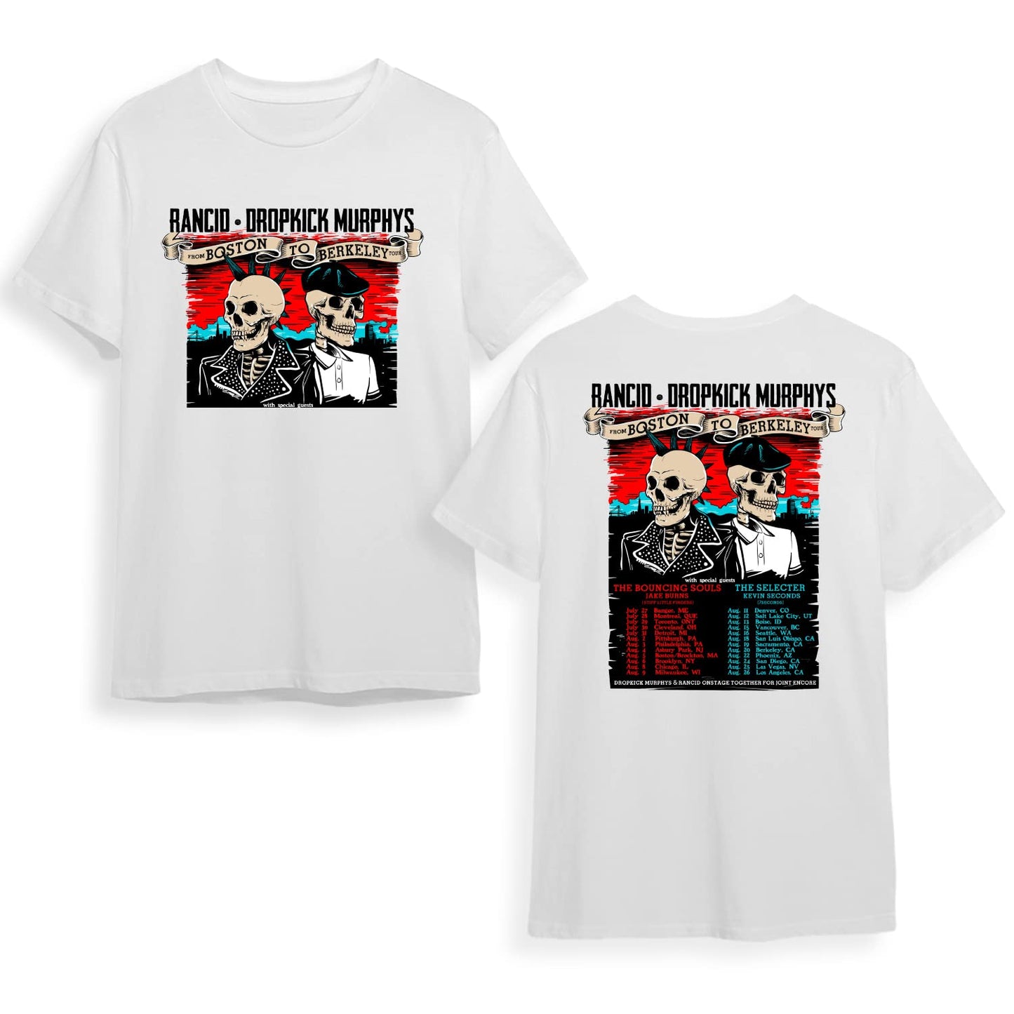 RanCID & DROpkick MurPHYS â€“ from Boston to Bekeley Tour T-Shirt