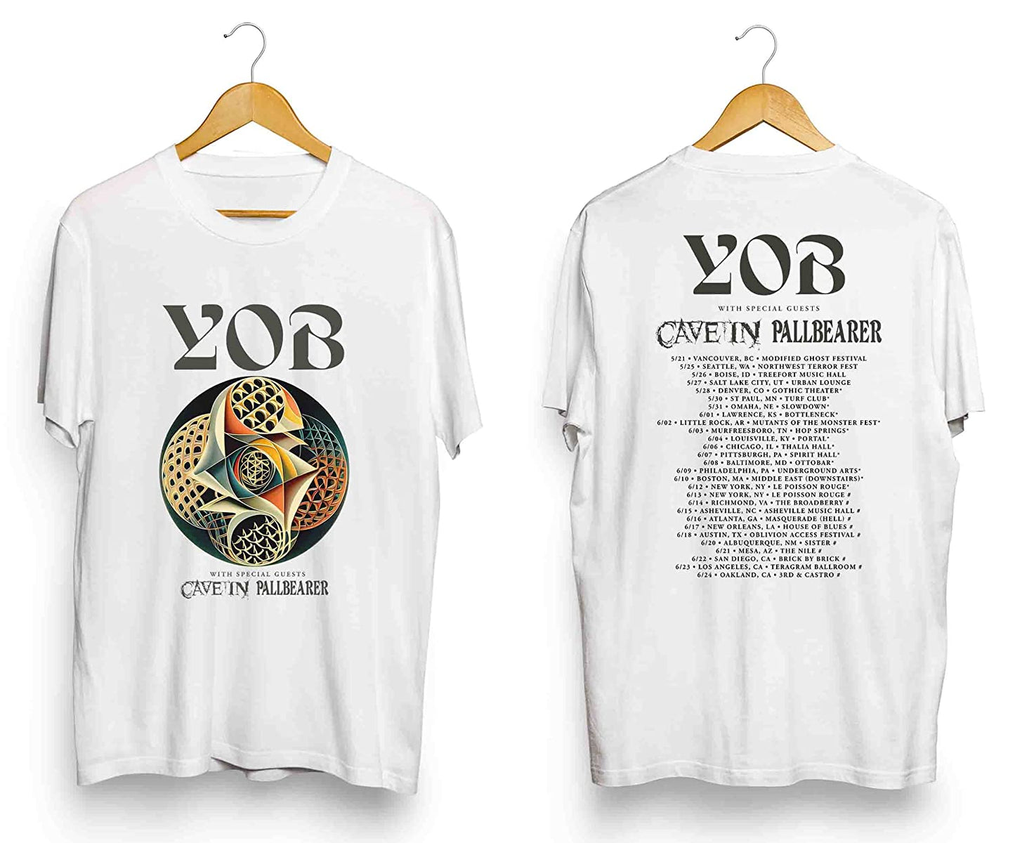 Double Sides Yob Tour 2023 Shirt Tour With Cave in Pall bearer Tour Dates Shirt