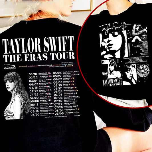 Black And White TS The E R A S Tour 2023 Double Sided Sweatshirts