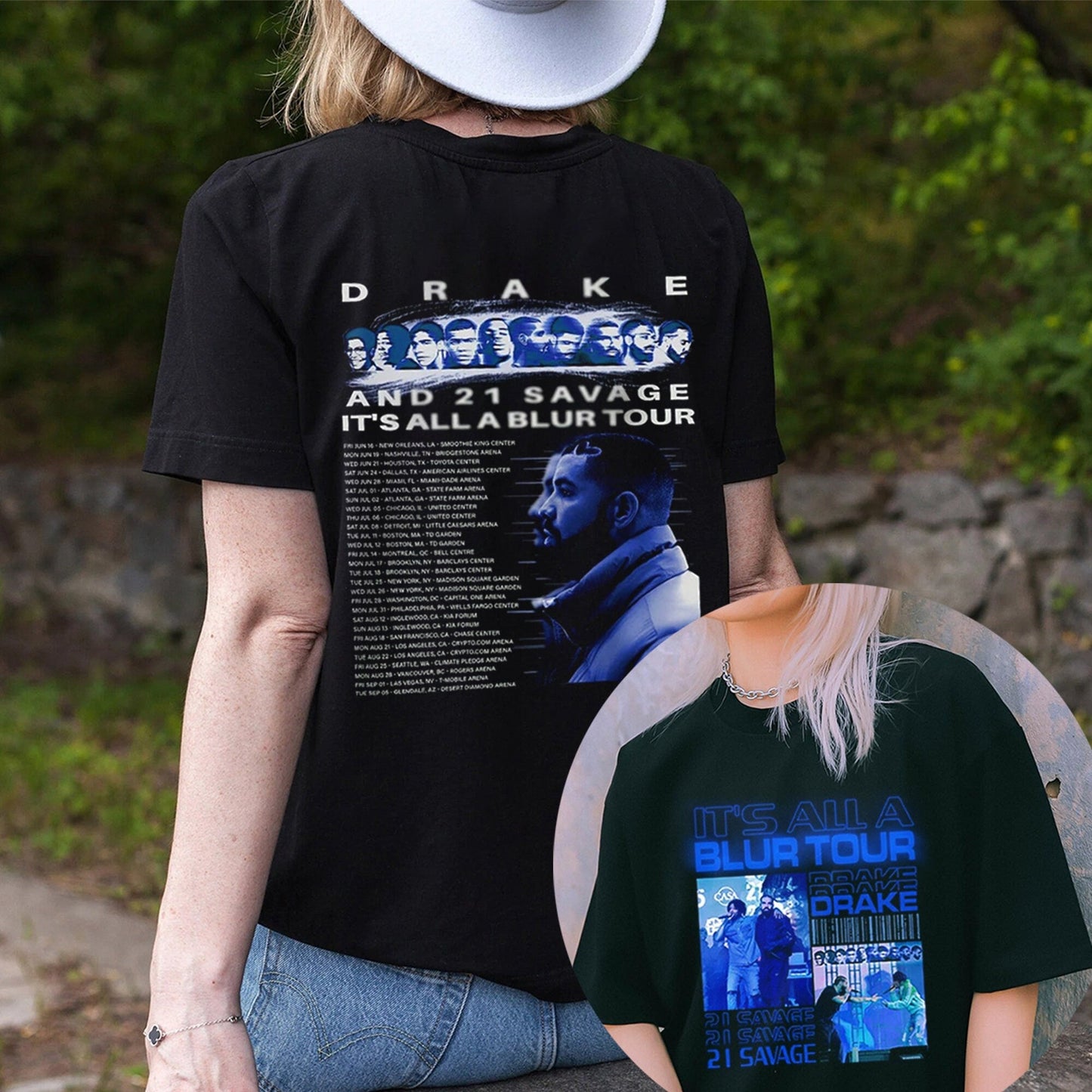 Drake 21 Savage Shirt 2 Sides Drake It's All A Blur Tour 2023 Shirt