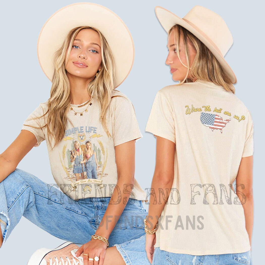 Paris Hilton Nicole Richie Good Times Bad Friends American Flag Independence Day T shirt