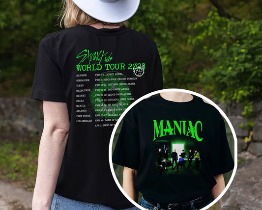 Maniac World Tour T-shirt 2 side, Stray Kids Tour 2023, SKZ