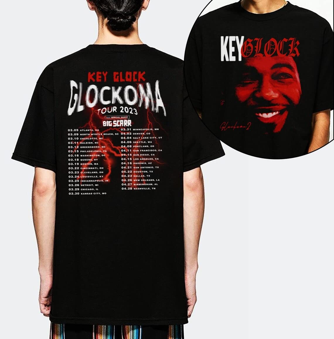 Key Glock Shirt Glockoma Tour 2023 Shirts Key Glock Double Sides Shirt