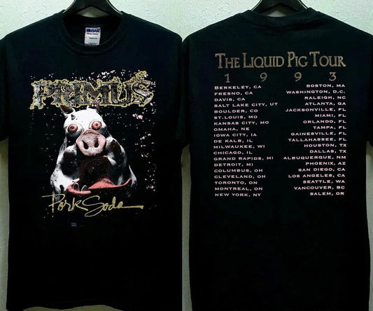 1993 Primus Pork Soda Liquid P%ig Tour T-Shirt, Rock Concert Shirt