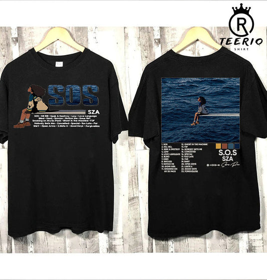 SZA SOS 2 Sided hoodie, Vintage SZA Full Tracklist Shirt