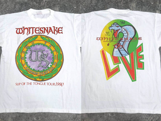 Whitesnake Slip Of The Tongue Tour 1990 T-Shirt, Whitesnake Live On Tour '90 T-Shirt
