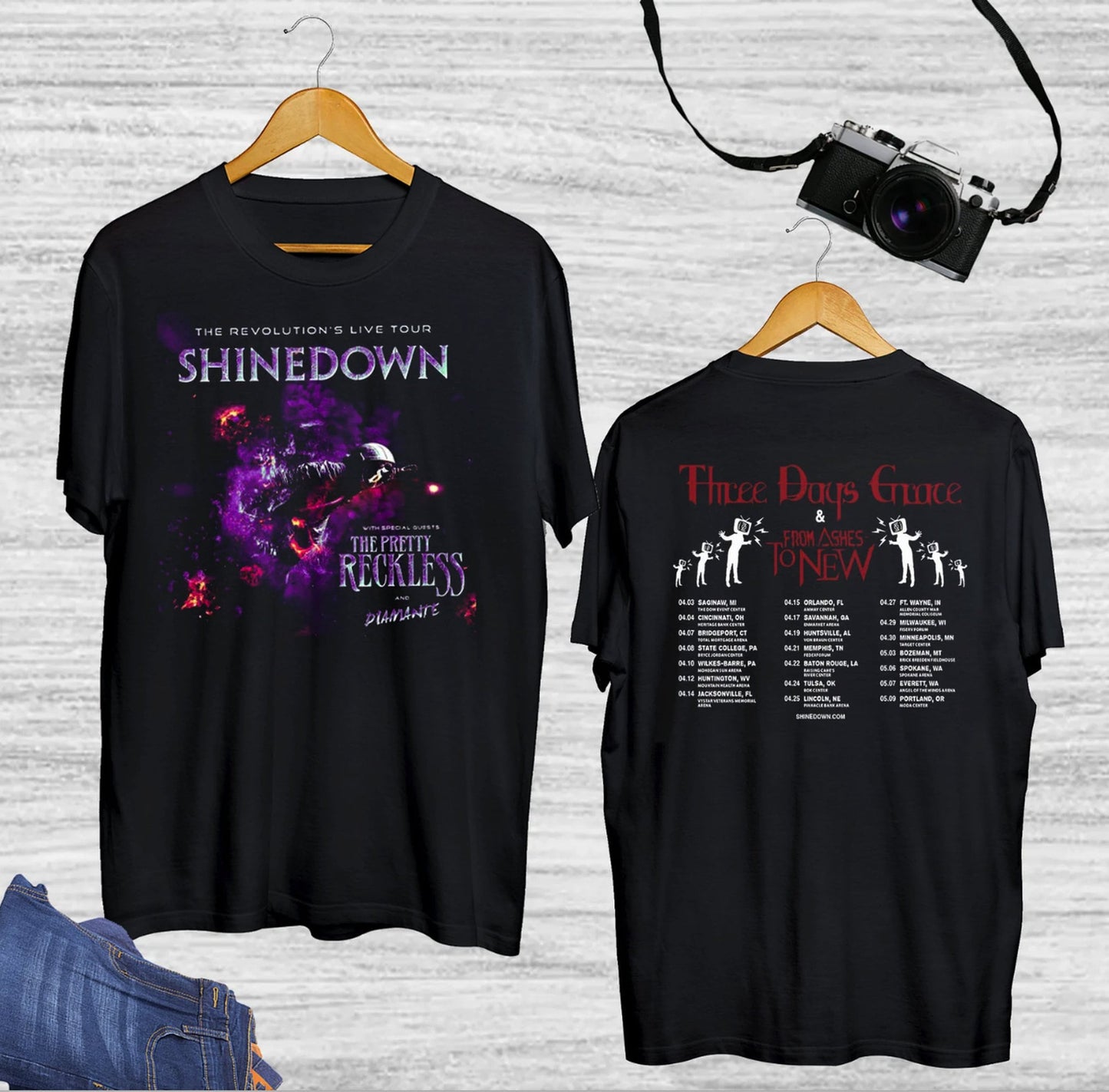 shine down Tour 2023 Dates T-shirt