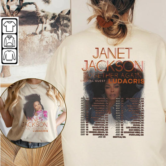 Janet Jackson Music Shirt K3, Together Again Tour 2023 Shirt 2 Side