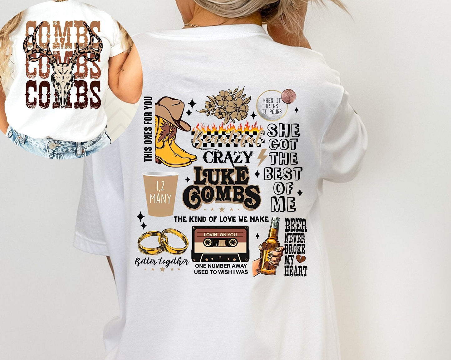 Lukee Comb World Tour 2022 Sweatershirt 2 Side, Combs Bullhead T-Shirt, Country Music Shirt, Cowboy Combs, Lukee Comb Fan Gifts