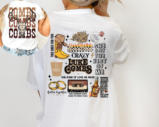 Lukee Comb World Tour 2022 Sweatershirt 2 Side, Combs Bullhead T-Shirt, Country Music Shirt, Cowboy Combs, Lukee Comb Fan Gifts
