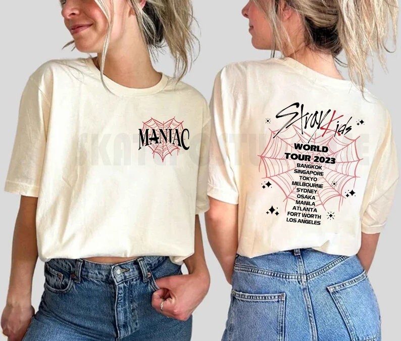 Stray Kids World Tour 2023 Double-Sided Shirt, Maniac Shirt, Kpop Inspired Shirt, Gift for Fan