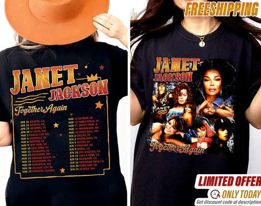 Janet Jackson Together Again Tour 2023, 90s Janet Jackson Vintage T Shirt, Janet Jackson T Shirts