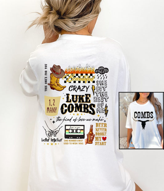 Lukee Comb World Tour Tshirt | Combs Concert Tee | Bull Skull Distressed Western