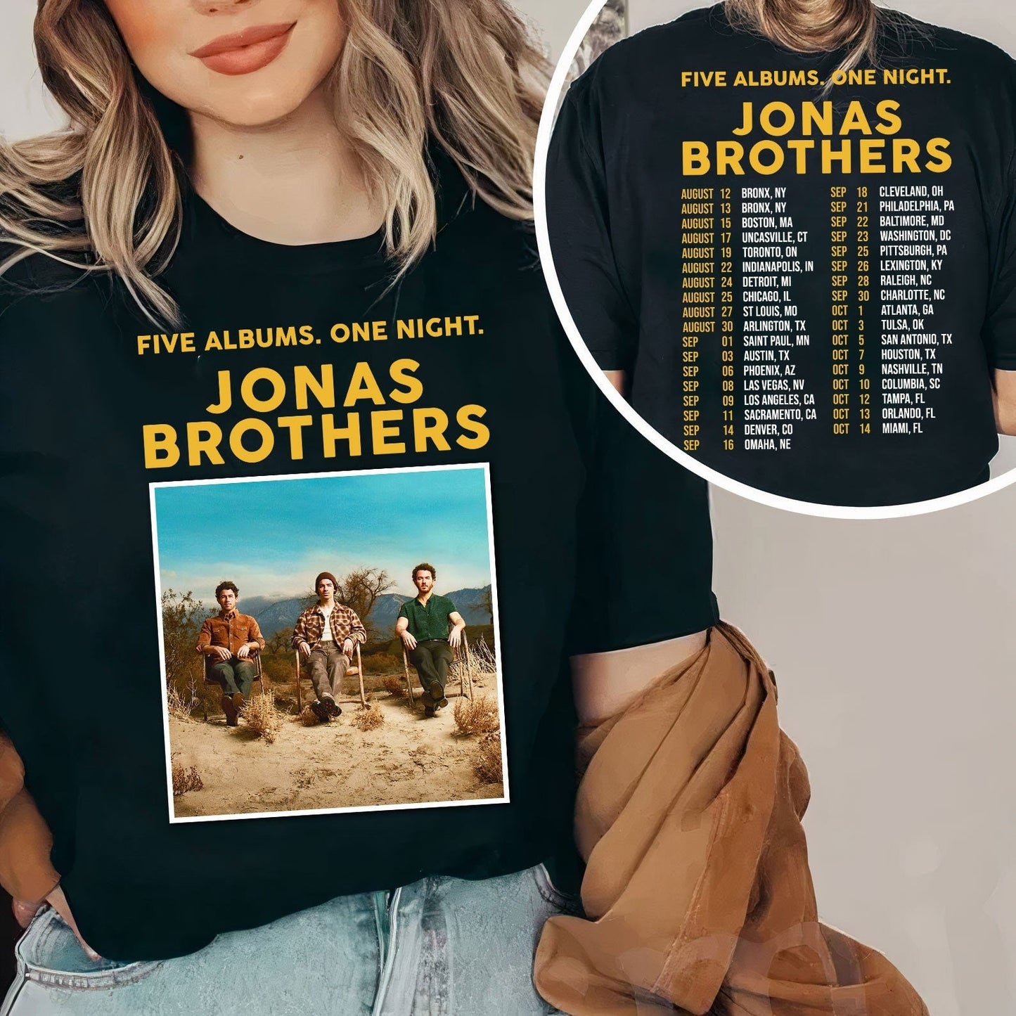 Jonas Brothers Five Albums One Night Tour 2023 Shirt, Jonas Brothers Band Fan Shirt
