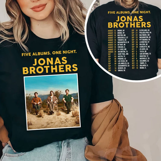 Jonas Brothers Five Albums One Night Tour 2023 Shirt, Jonas Brothers Band Fan Shirt