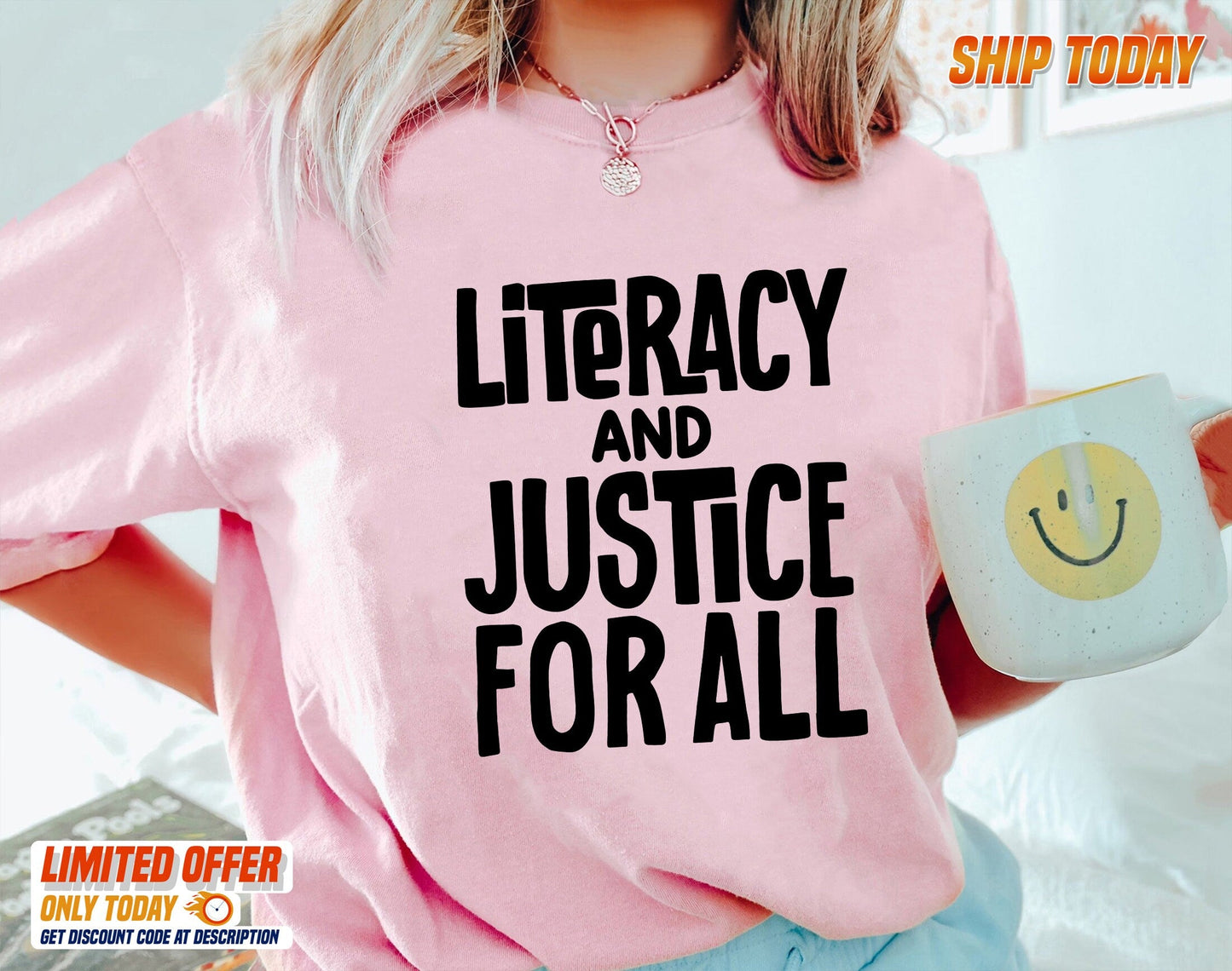Literacy and Justice for All Shirt, Reading Shirt, Book Club Shirt