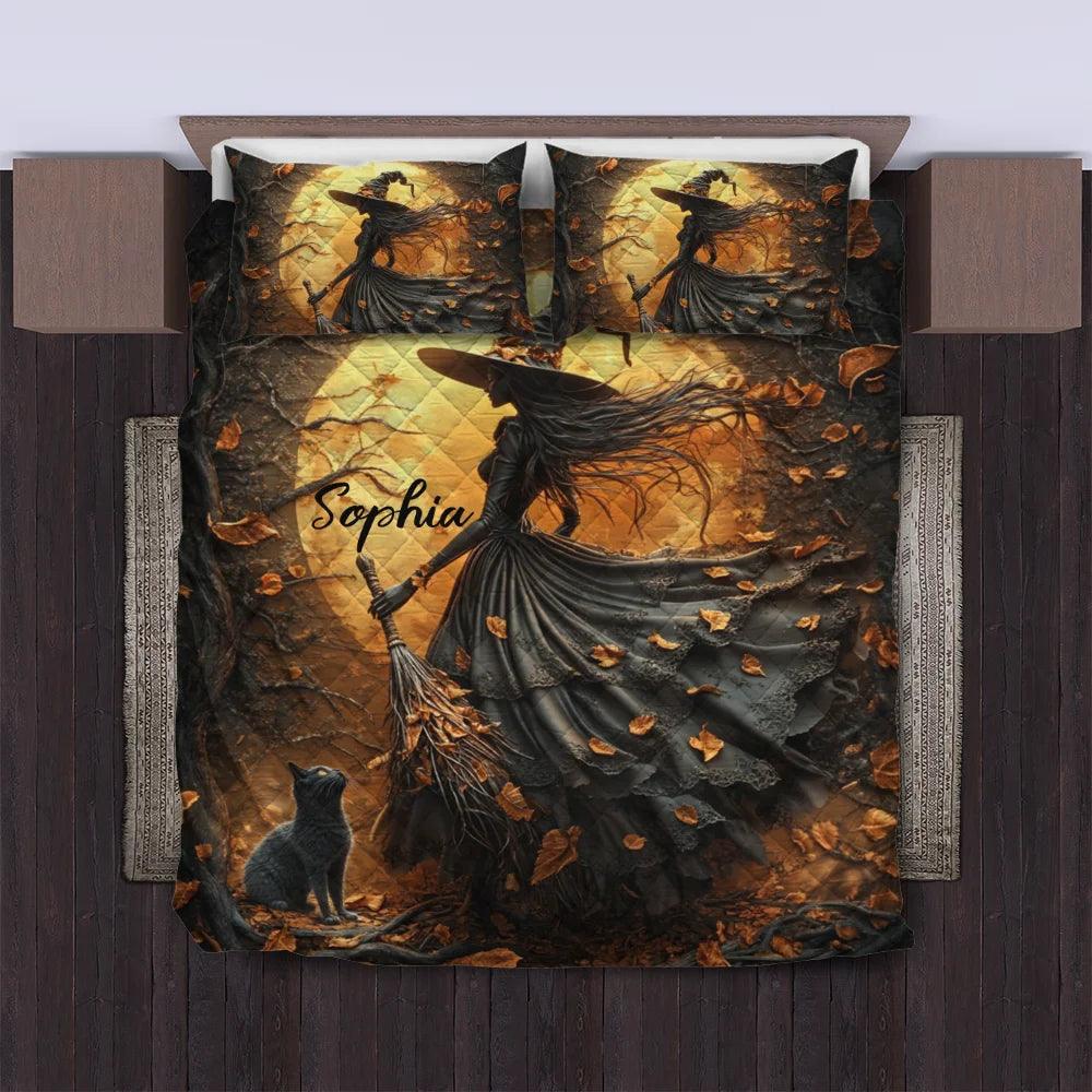 Beware, The Witching Hour Is Here Personalized Name Quilt Bedding Set