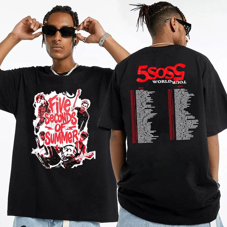 5 Seconds Of Summer World Tour 2023 2024 Shirter Fan Shirt