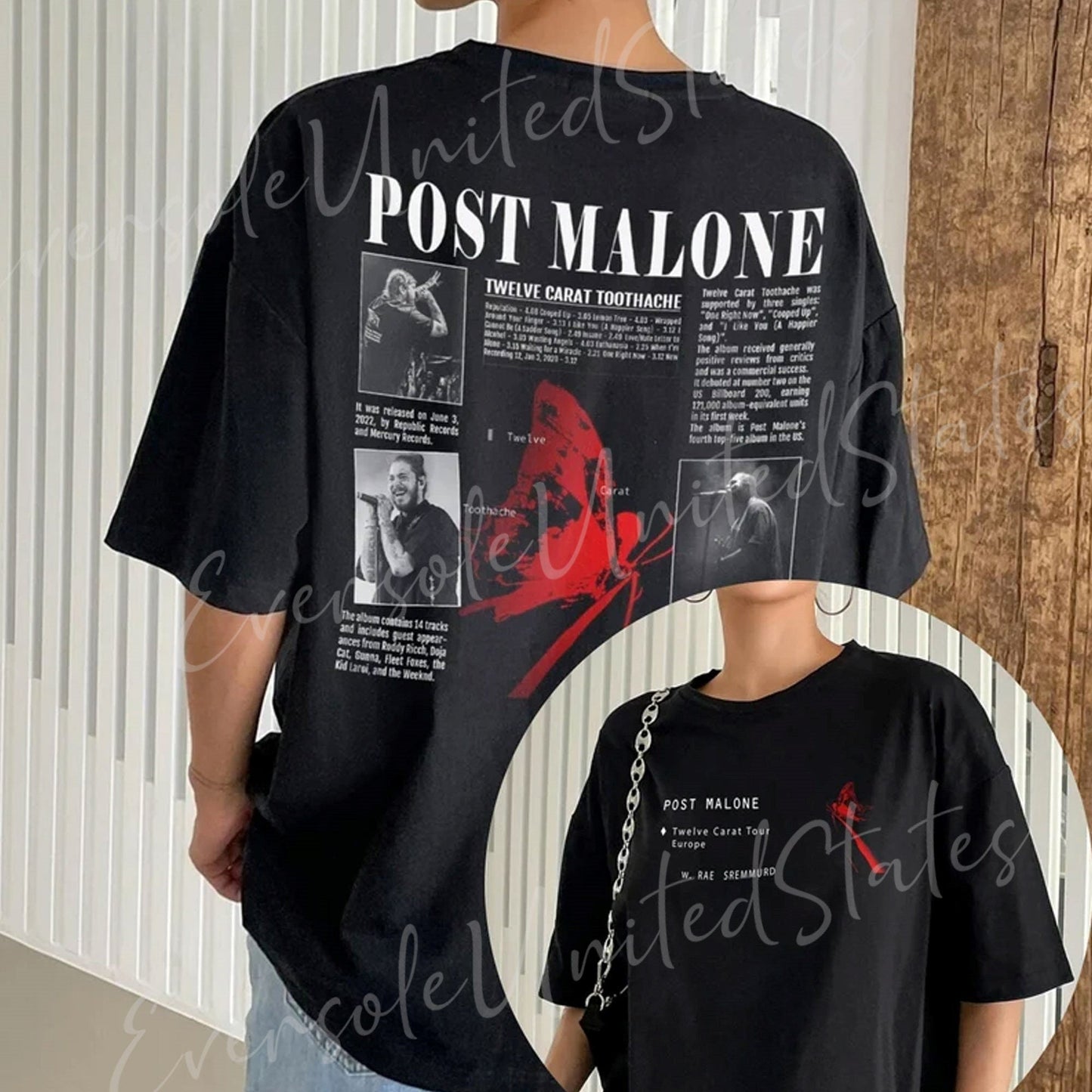 Posty 2 Side Shirt, Twelve Carat Tour 2023 Shirt, Post Malone Shirt, Post Malone Tour Shirt