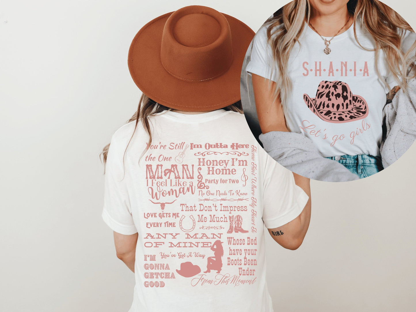 Shania Twain Two Sided Tracklist Shirt | Lets Go Girls Shania Twain Concert Tshirt
