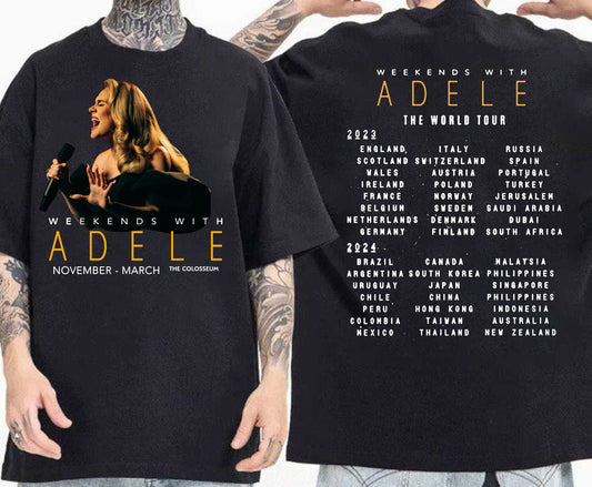 Weekends With Adele The World Tour 2023-2024 Vintage Shirt, Adele Tour 2023 T-Shirt