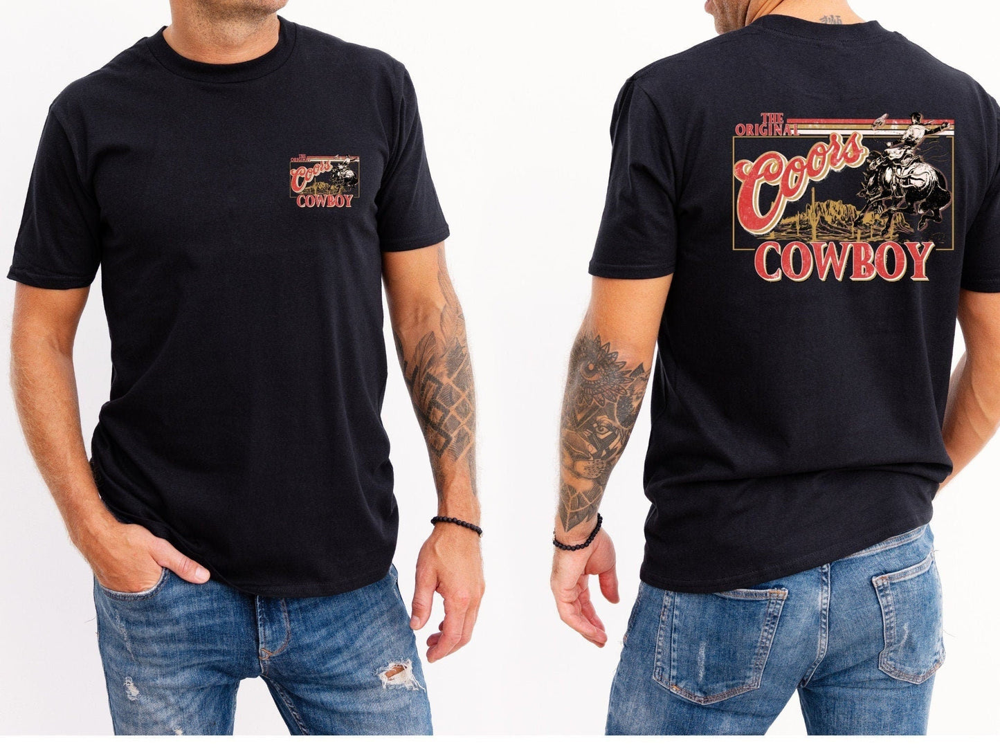 Mens Beer shirt, The Original CCOORS Cowboy, Western Rodeo shirt