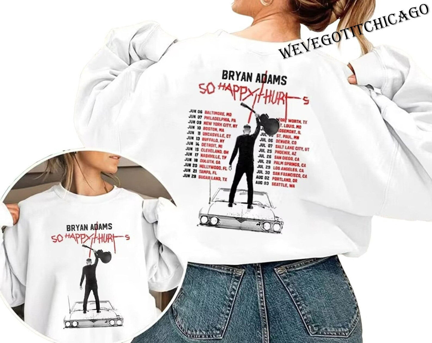 Vintage Bryan Adams Shirt, Bryan Adams Tour 2023 Shirt, So Happy Hurts Tour