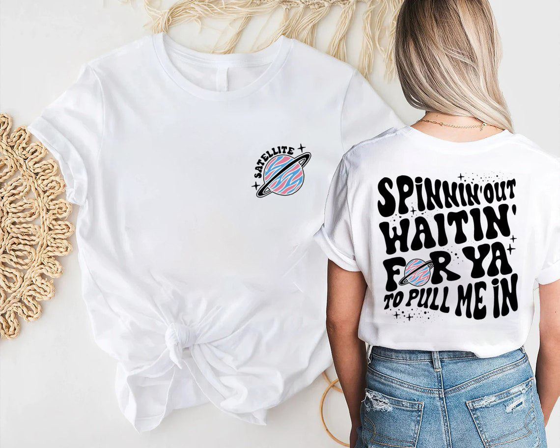 Satellite Shirt, Aesthetic Tee, Words on Back , Gift for Her