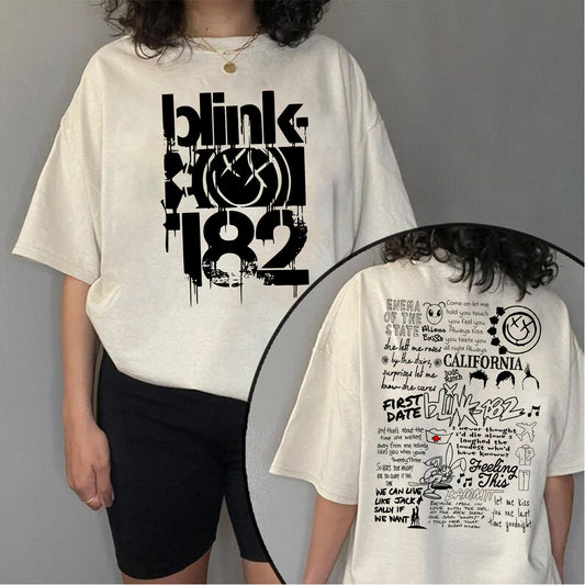 2 Sided 182 The World Tour 2023 Shirt, Blink Smile 182 T-shirt, B182 Lyric Album Song Shirt