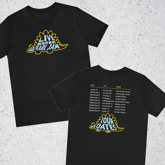PEL JAM "Dinosaur" Stegosaurus Prehistoric Iconic Rock Music Tour 2023 Grunge T-Shirt