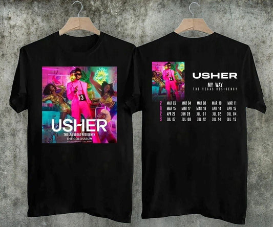 Usher RnB Music Concert 2023 T-Shirt, 2023 Usher My Way The Vegas Residency Tour T-Shirt