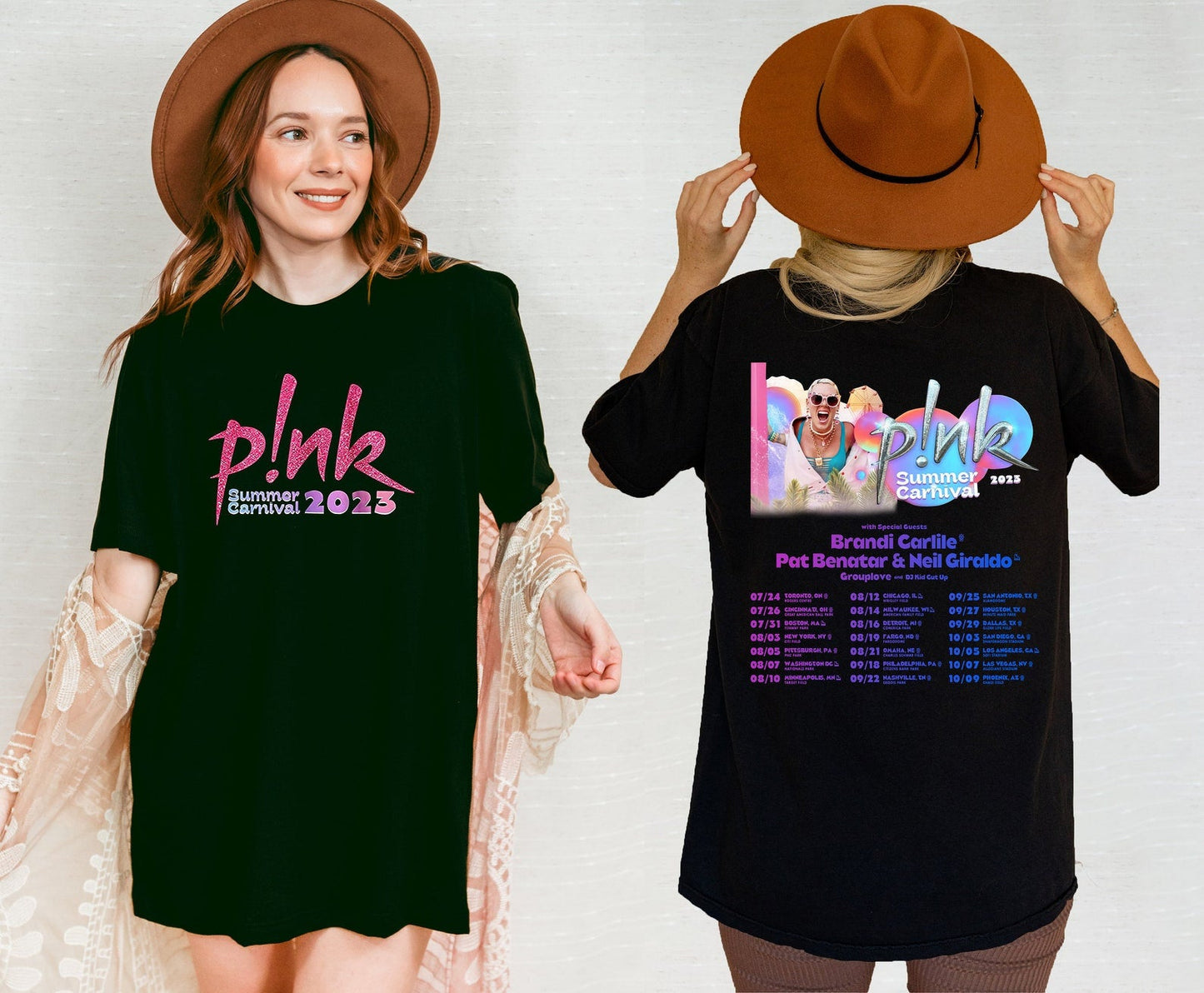 P!nk Pink Singer Summer Carnival 2023 Tour Two Sided Shirt,Pink Fan Lovers Shirt