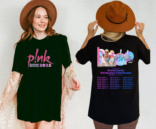 P!nk Pink Singer Summer Carnival 2023 Tour Two Sided Shirt,Pink Fan Lovers Shirt