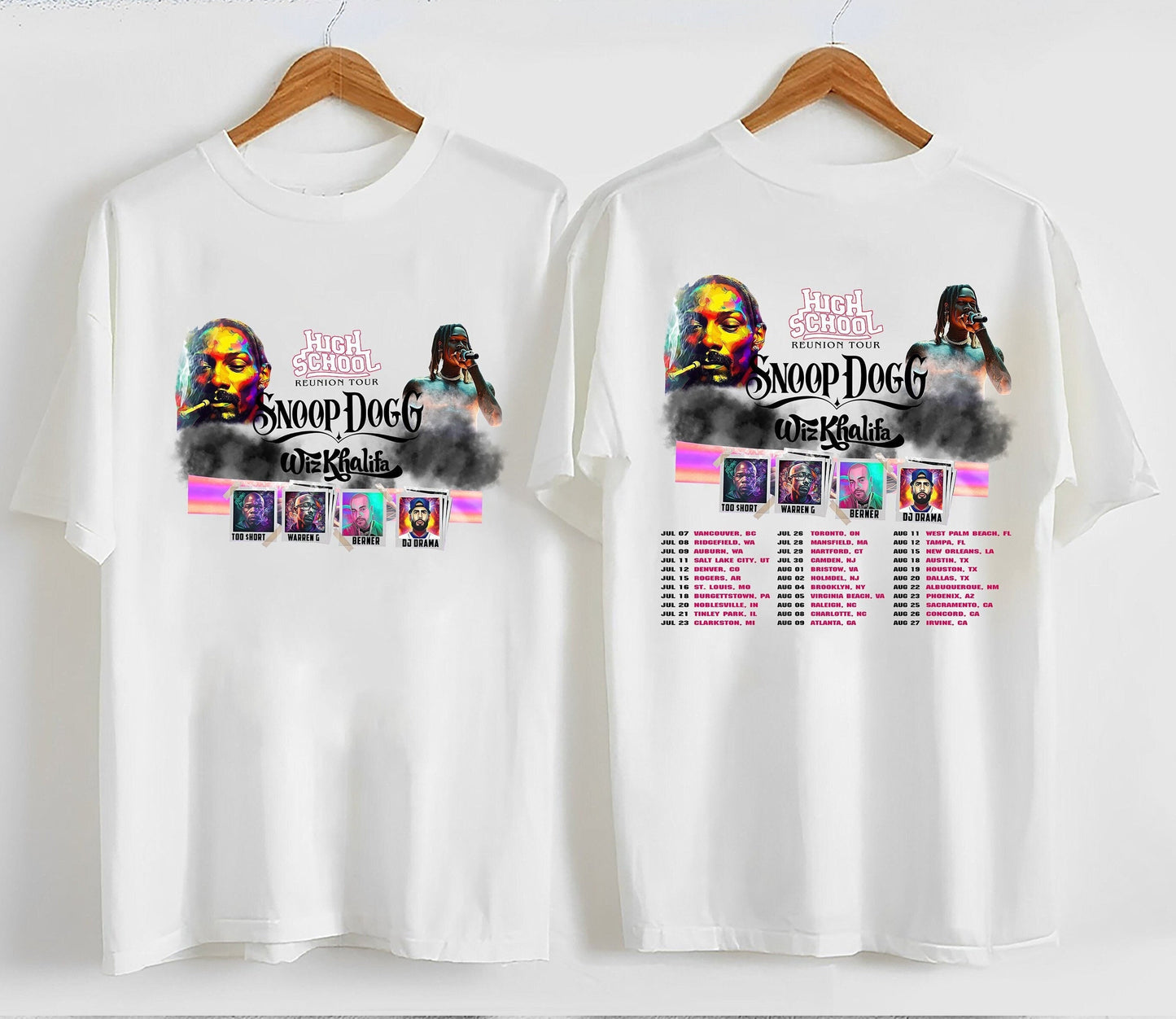 High School Reunion Tour 2023 Shirt, High School Reunion 2023 Snoop Dogg Wiz Khalifa Tour Shirt