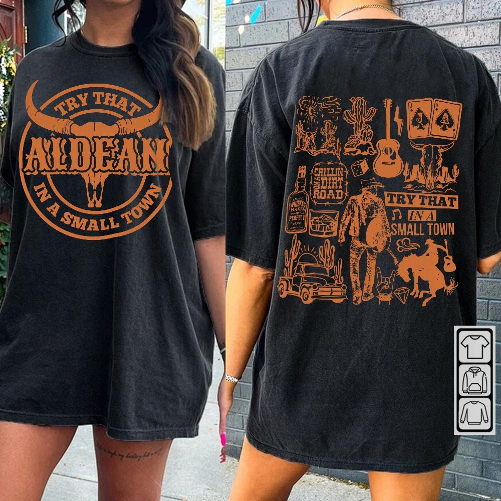 Jason Aldean Music Doodle Art Shirt, 2 Side Vintage Jason Aldean Try That In A Small Town