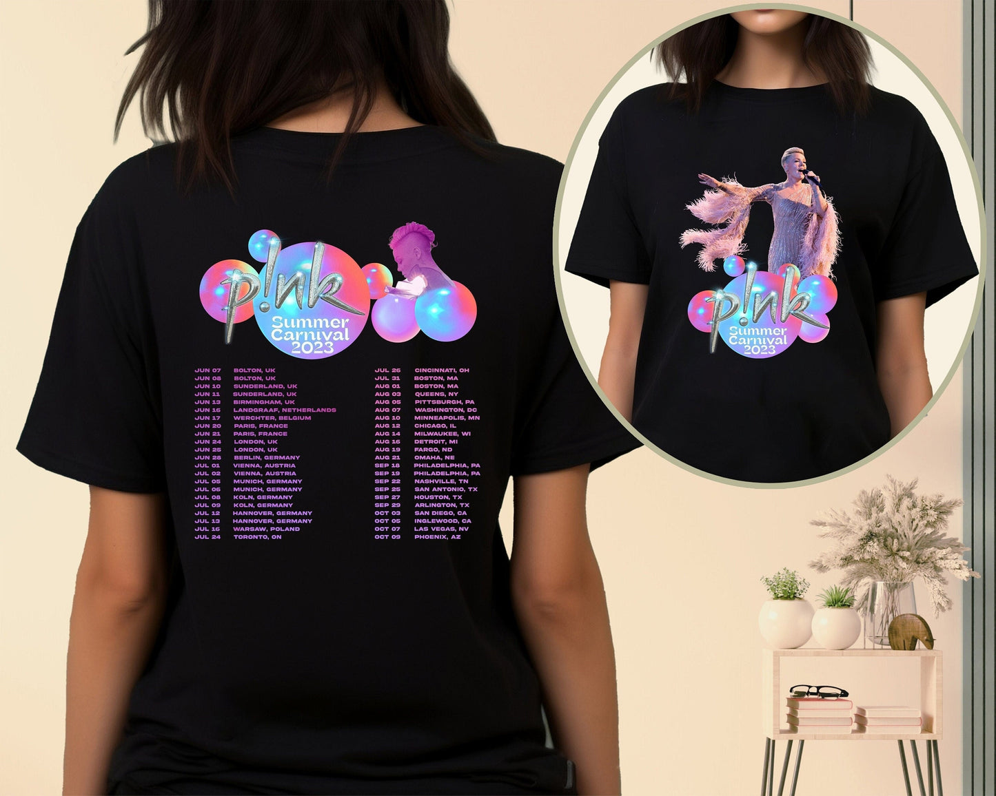 P!nk Summer Carnival 2023, Trustfall Album Tee, Pink Singer Tour, Music Tour 2023