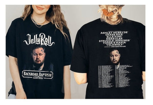 Jelly Roll 2023 Tour T-Shirt, Backroad Baptism 2023 Tour Shirt