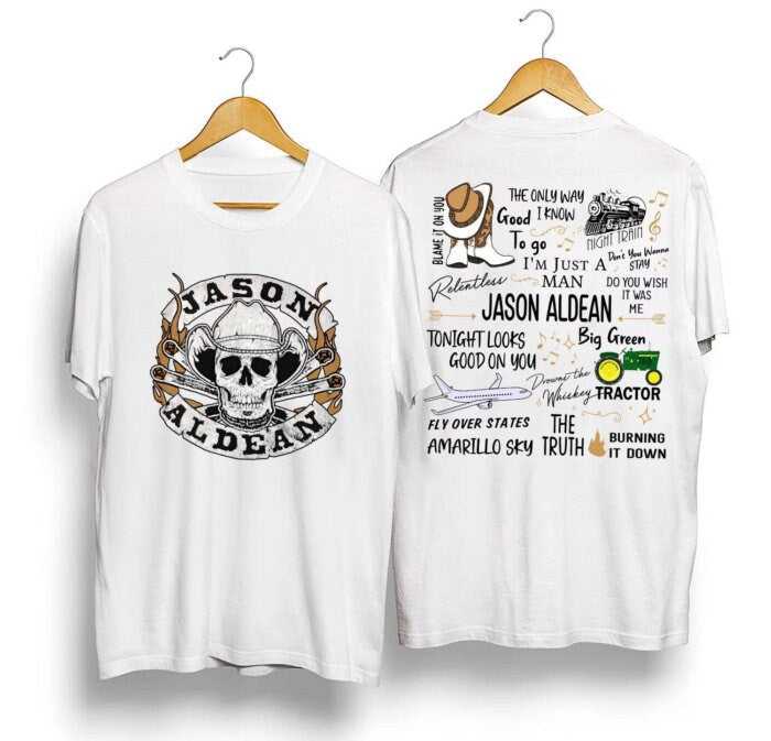 Jason Aldean Cowboys Skull Boots and Hat T-Shirt