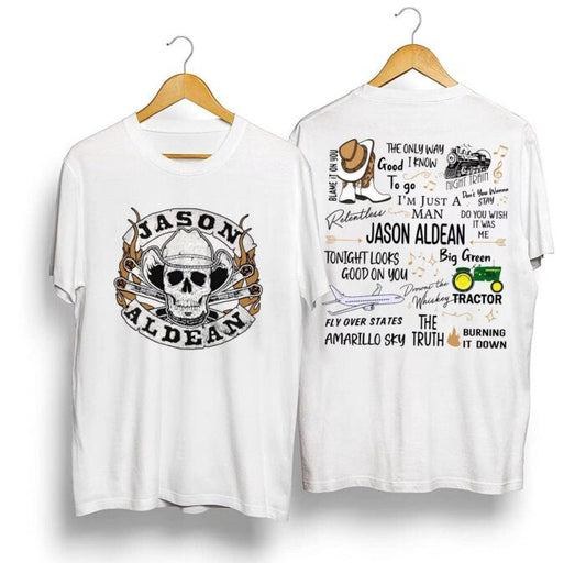 Jason Aldean Cowboys Skull Boots and Hat T-Shirt
