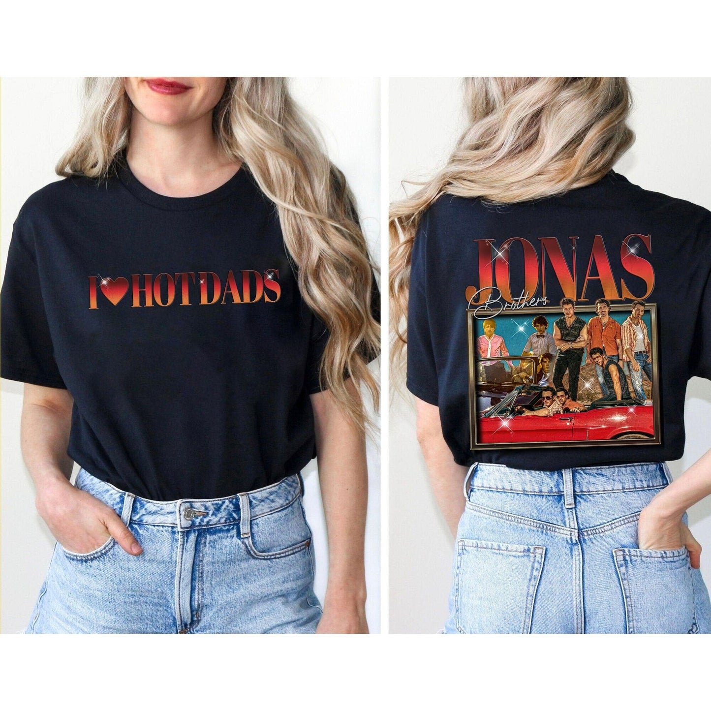 Jonas I love hot dads, Vintage Nick Jonas shirt, Brothers Band shirt