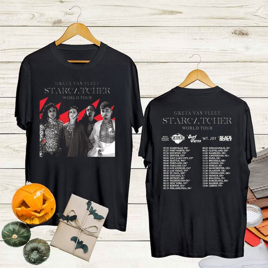 Graphic Greta Van Fleet Starcatcher World Tour 2023 Tshirt, Greta Van Fleet Band Unisex