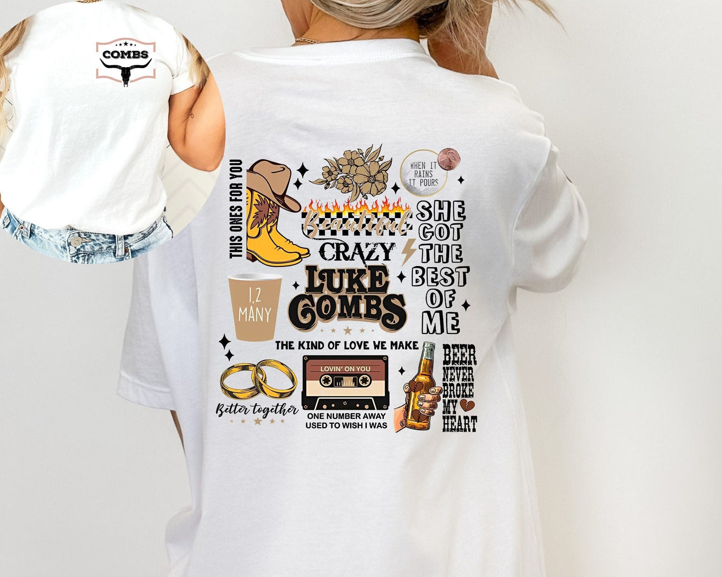 Combs Bullhead Shirt Shirt 2 Side, Country Music Shirt, Lukee Comb World Tour 2022 Shirts, Cowboy Combs