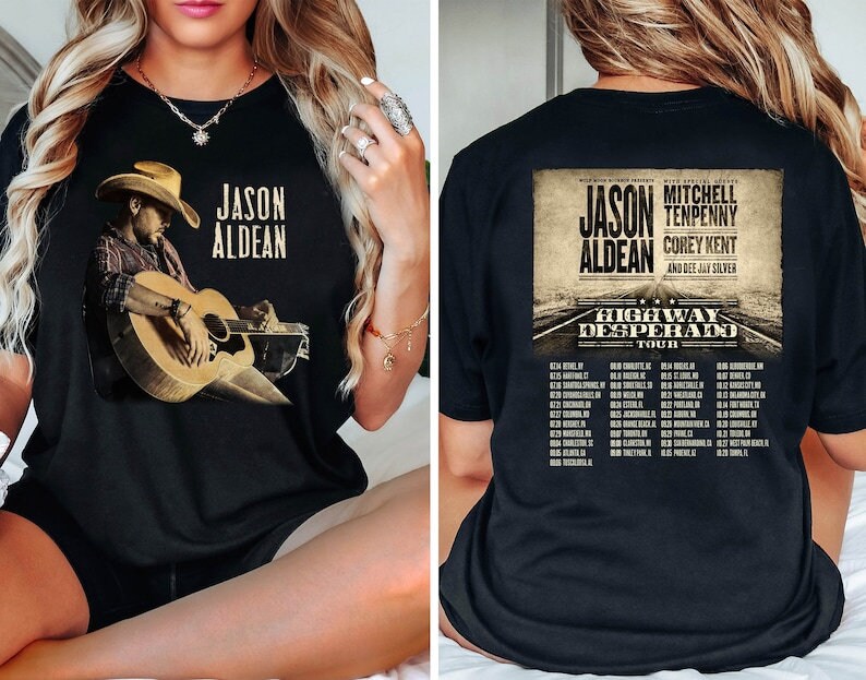 Highway Desperado Tour 2023 Setlist Shirt, Jason Aldean Country Music T-Shirt