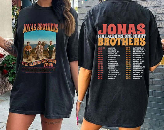 Vintage Jonas Brothers Shirt, Jonas Brothers Five Albums One Night Tour Shirt