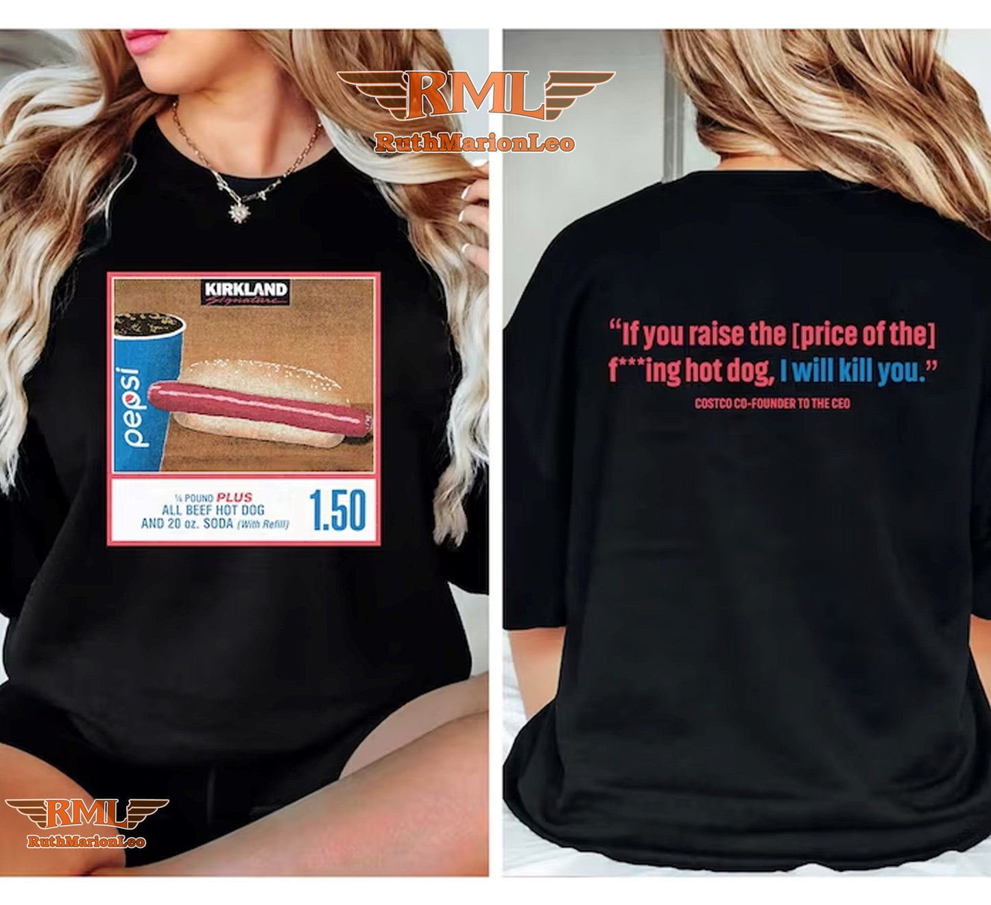 Costco Hot Dog & Soda Combo 2 Sides T-shirt, Costco Hot Dog With Quote Shirt