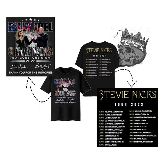 2023 Billy Joel Stevie Nick Two Icons One Night 2Sides Shirt